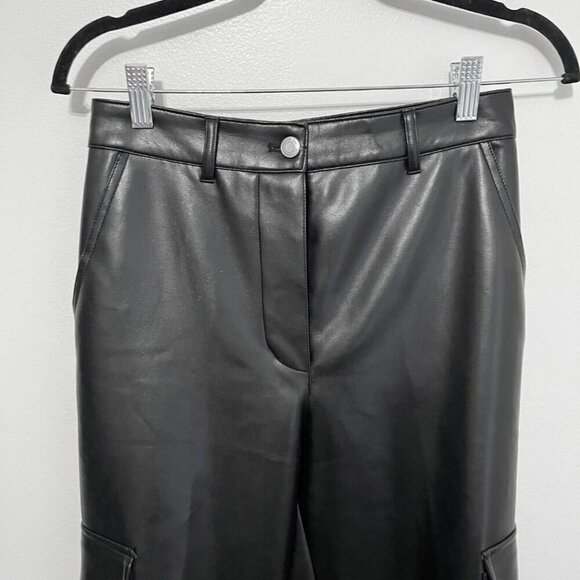 NWOT ARITZIA WILFRED FREE BLACK MODERN CARGO PANTS IN FAUX LEATHER - 4 - Picture 4 of 13